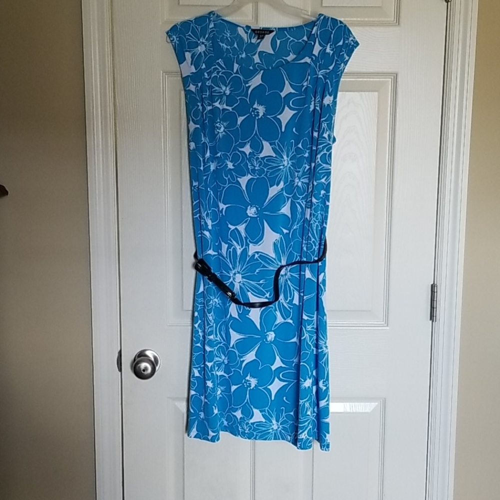 Turquoise and white dress